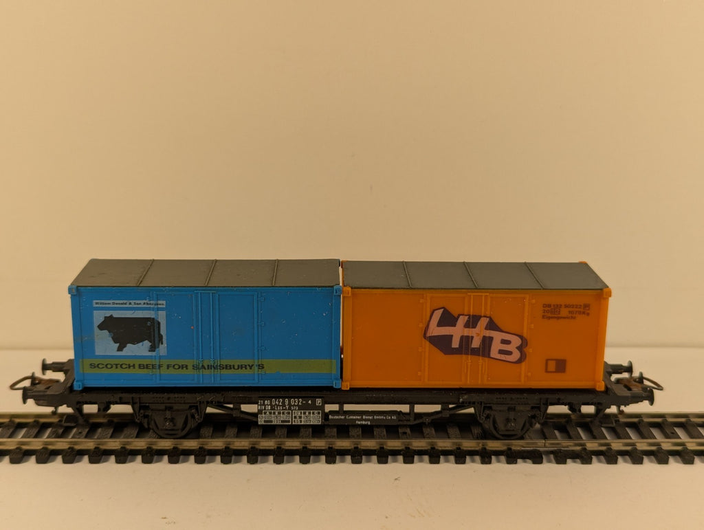 Lima 2852 HO Gauge 4-Wheel Container Flat Wagon