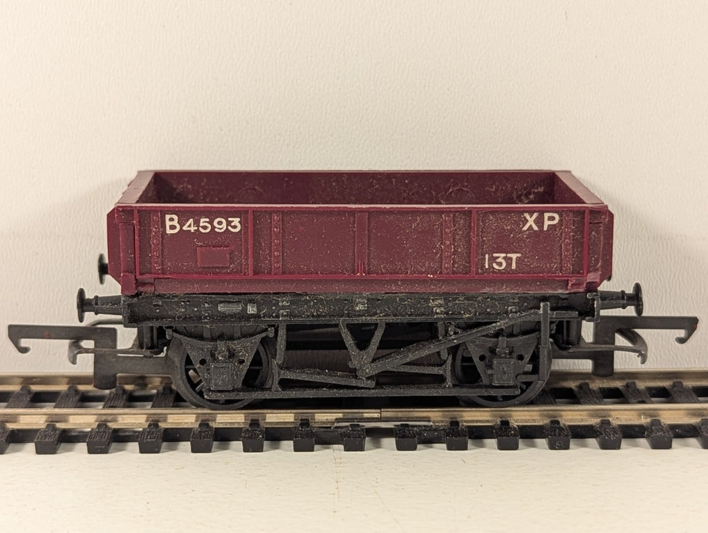 Tri-ang R113 OO Gauge Maroon Drop Side Goods Wagon