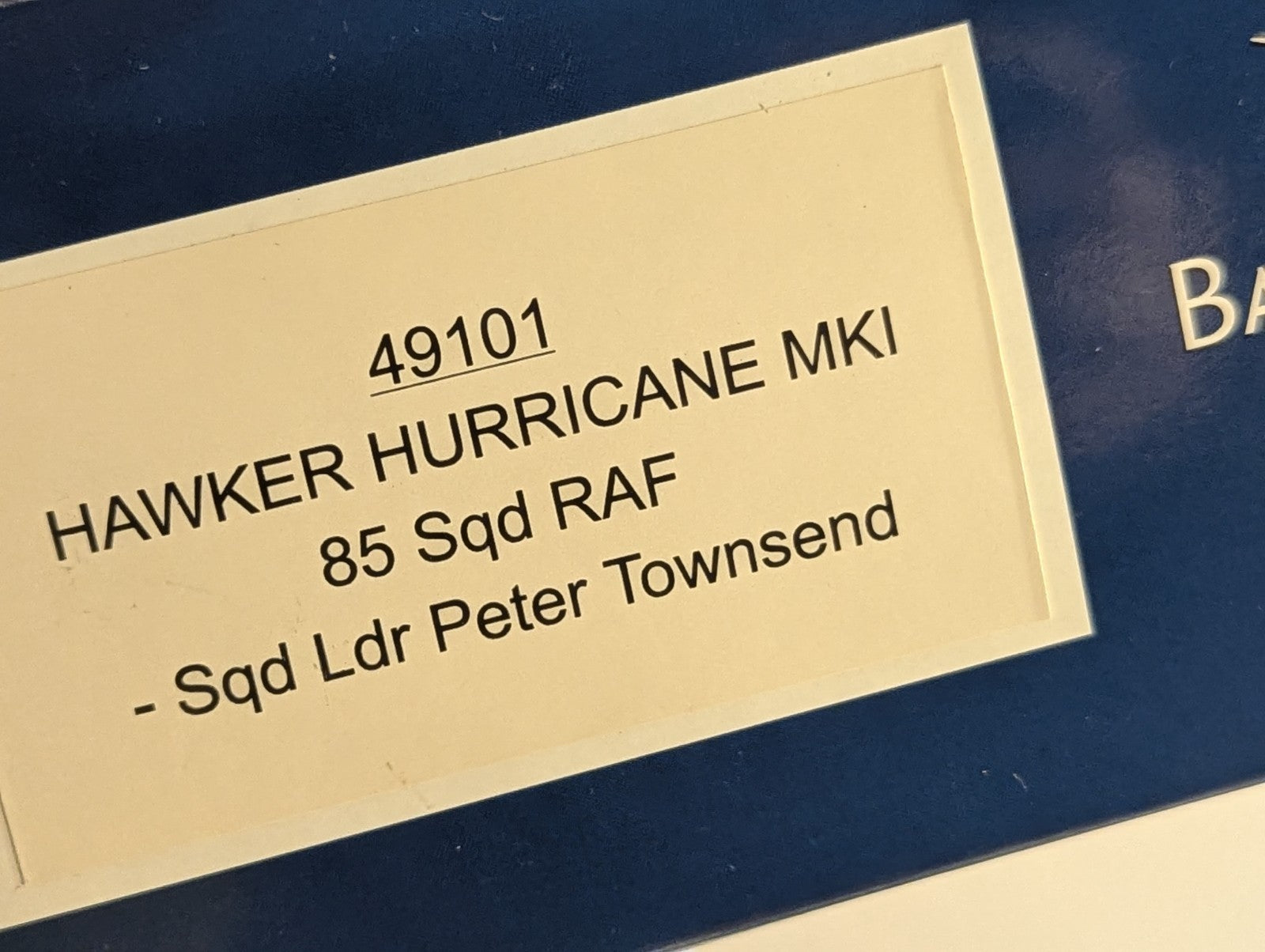 Corgi 49101 1:72 Hawker Hurricane MkI 85 Sqd RAF Sqd Ldr Peter Townsend