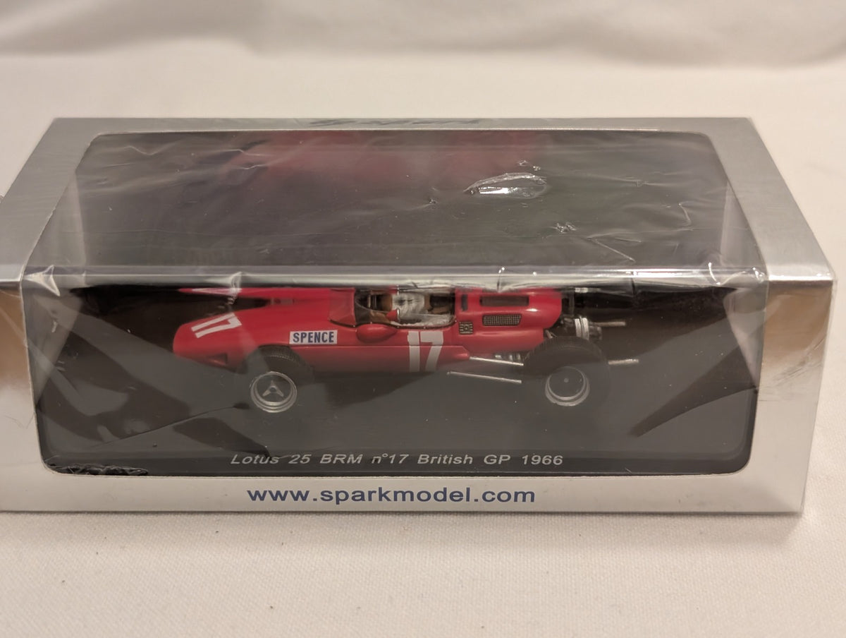 Spark 1:43 Lotus 25 BRM n°17 British GP 1966 Die-cast Model Car Red S1853