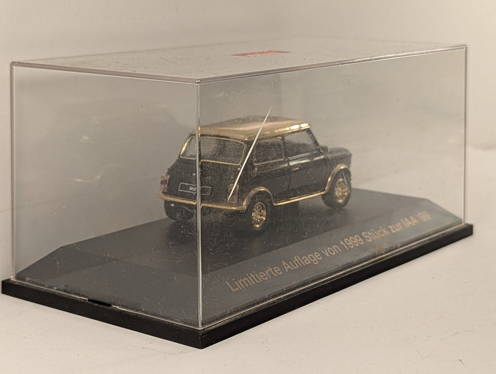 Schuco 1:87 Mini Cooper '40 Jahre Mini' IAA 1999 Diecast Model Black and Gold