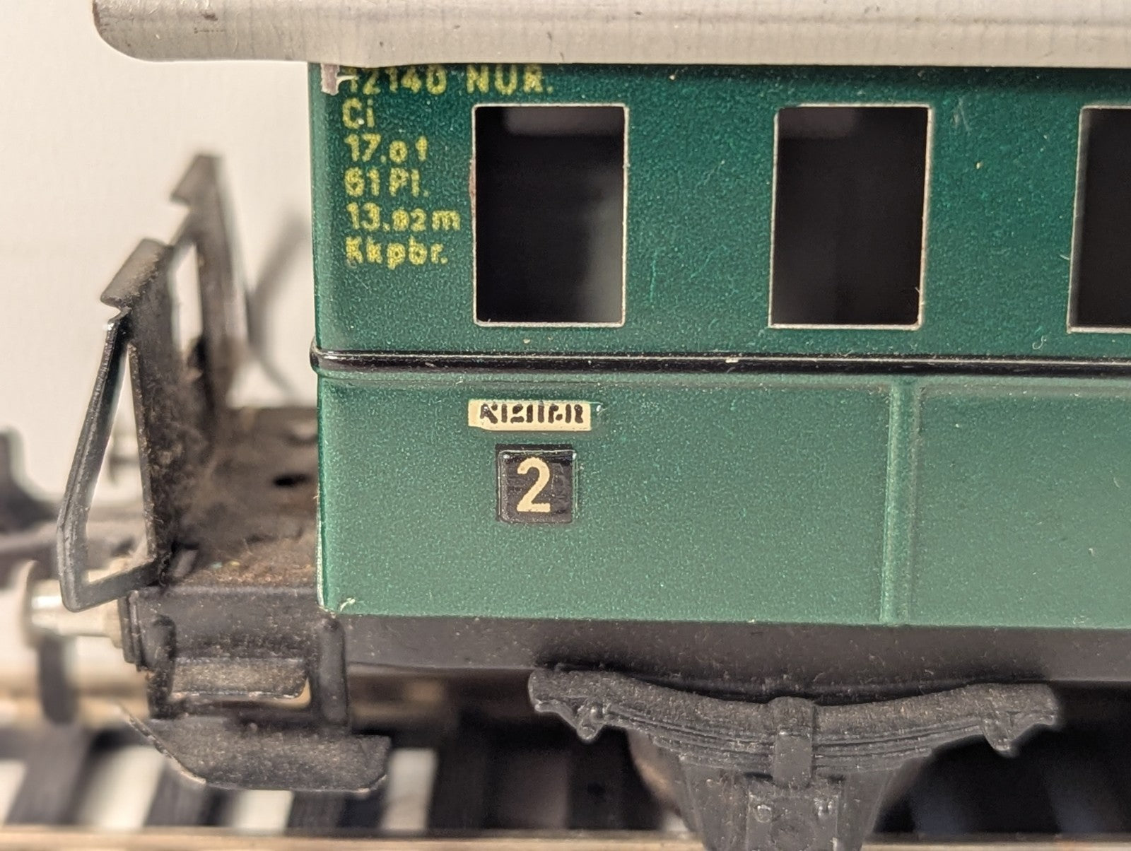 Fleischmann HO Gauge Tinplate 2-Axle Passenger Coach 140 Nür Green