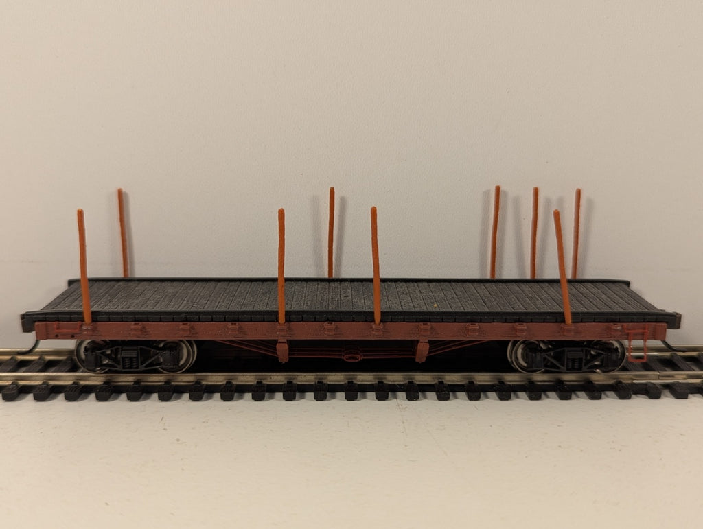 Bachmann HO Gauge Red Flatbed Log Wagon missing skeletal pillars