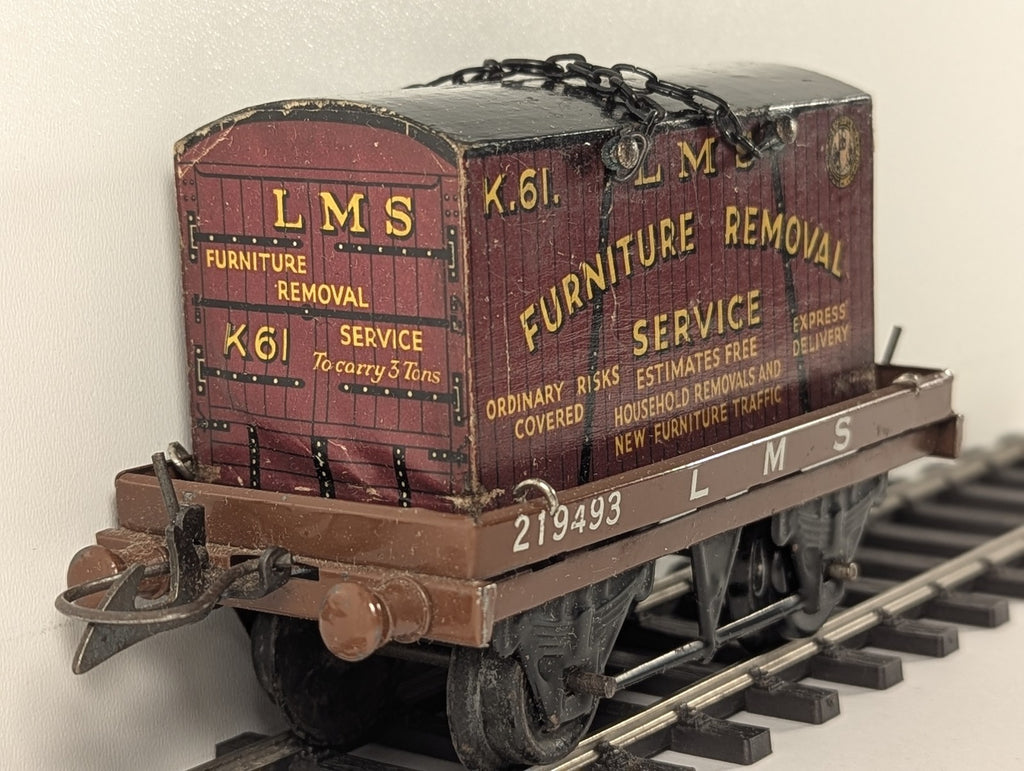 Hornby O Gauge Flat Truck with Container Goods Wagon 219493 LMS 42150