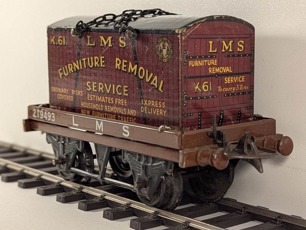 Hornby O Gauge Flat Truck with Container Goods Wagon 219493 LMS 42150