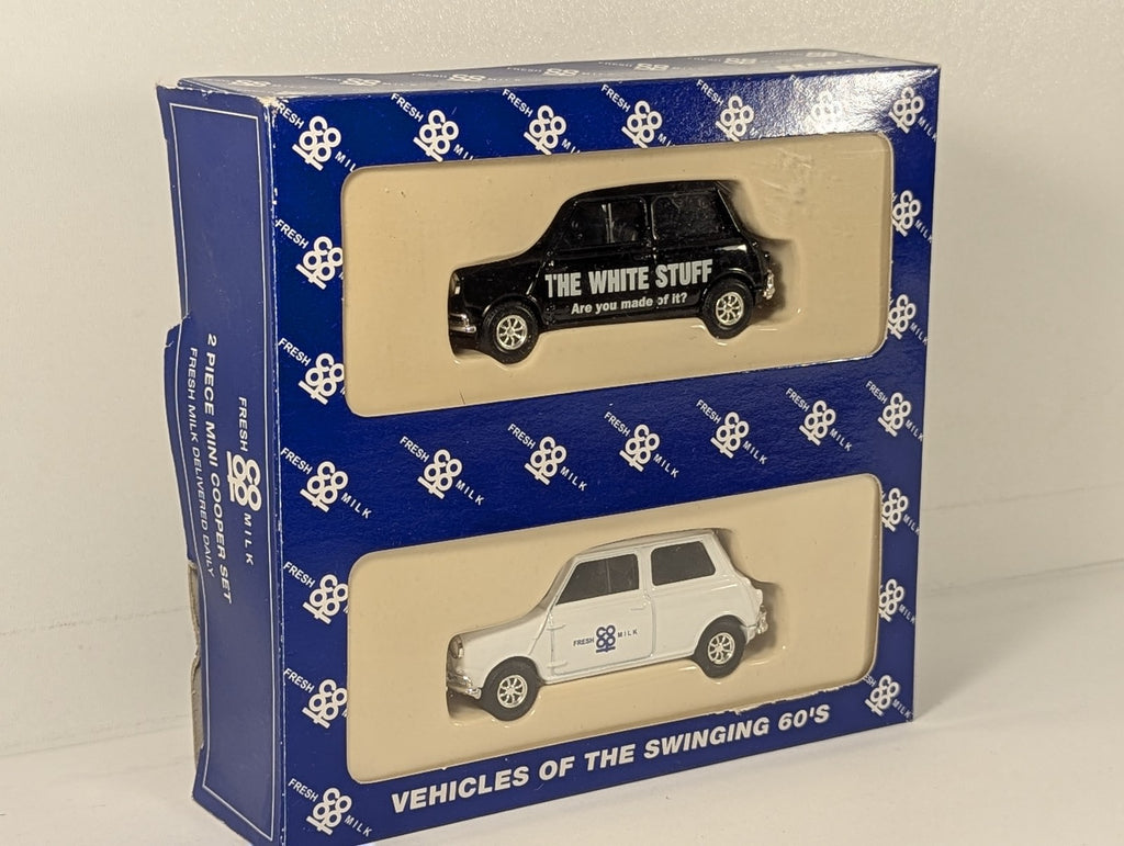 Lledo Vehicles of the Swinging 60's Co-op Fresh Milk 2 Piece Mini Cooper Set