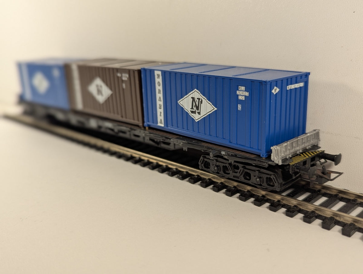 HO Gauge DB Container Flat Wagon with Norasia Containers