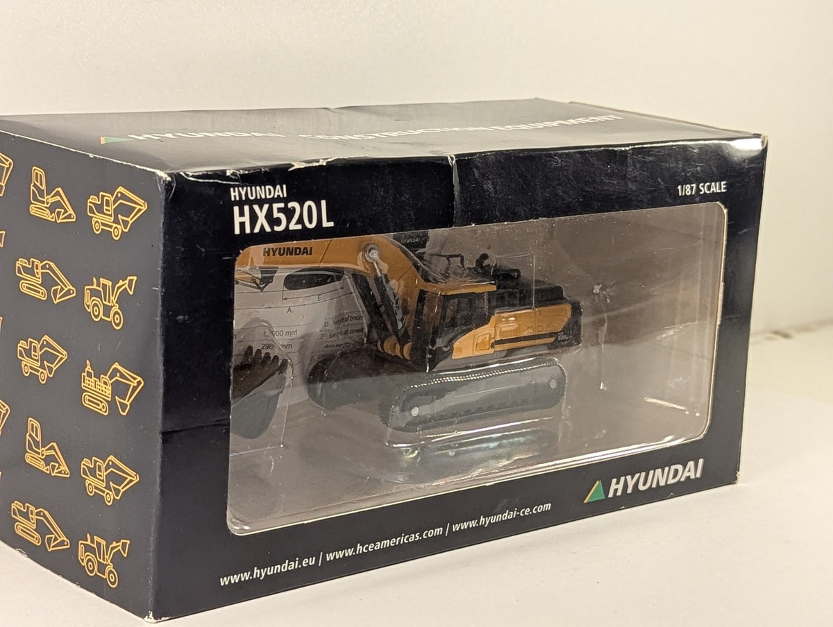 Hyundai 1/87 HX520L Crawler Excavator Die-cast Model Excavator Yellow and Black