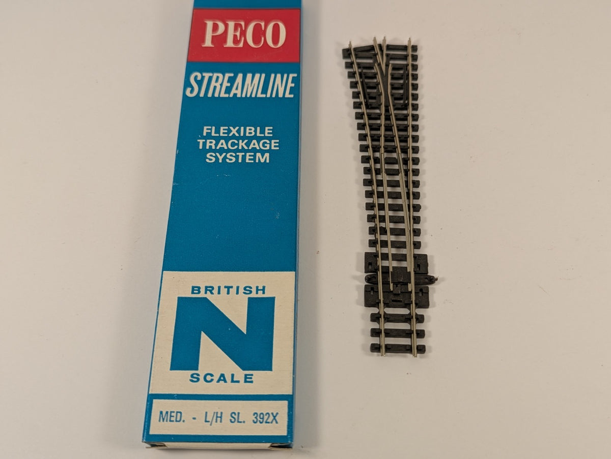 Peco N Gauge Medium Radius Left-Hand Turnout SL-392X