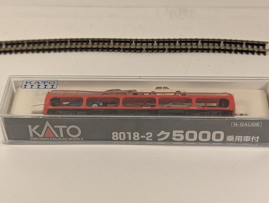 Kato N Gauge JNR Ku 5000 Car Transporter with Cars Goods Wagon ク5907 JNR Red