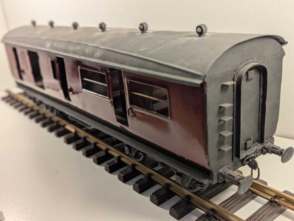 O Gauge/ G Gauge 57ft Stanier Non-Corridor Brake Coach BR Lined Maroon Kit Built