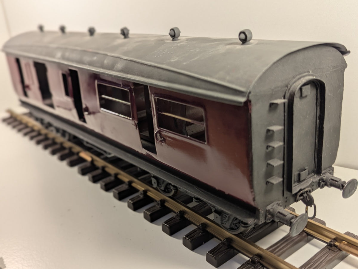 O Gauge/ G Gauge 57ft Stanier Non-Corridor Brake Coach BR Lined Maroon Kit Built