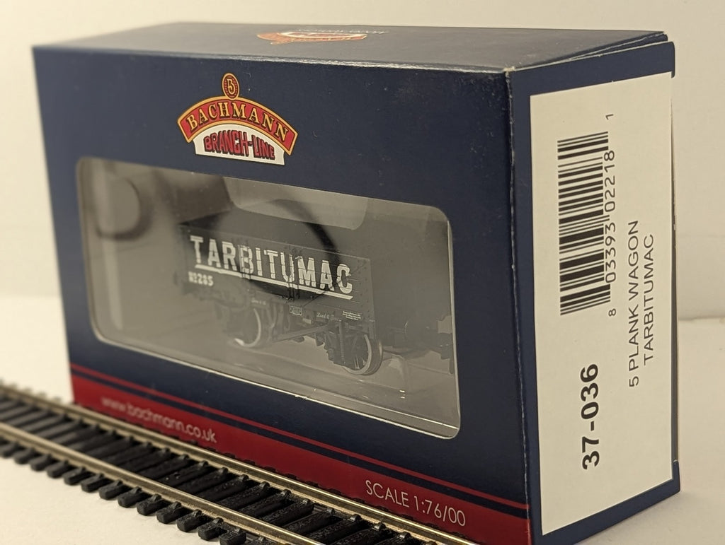 Bachmann OO Gauge 5 Plank Wagon Tarbitumac Goods Wagon 285 Tarbitumac Black