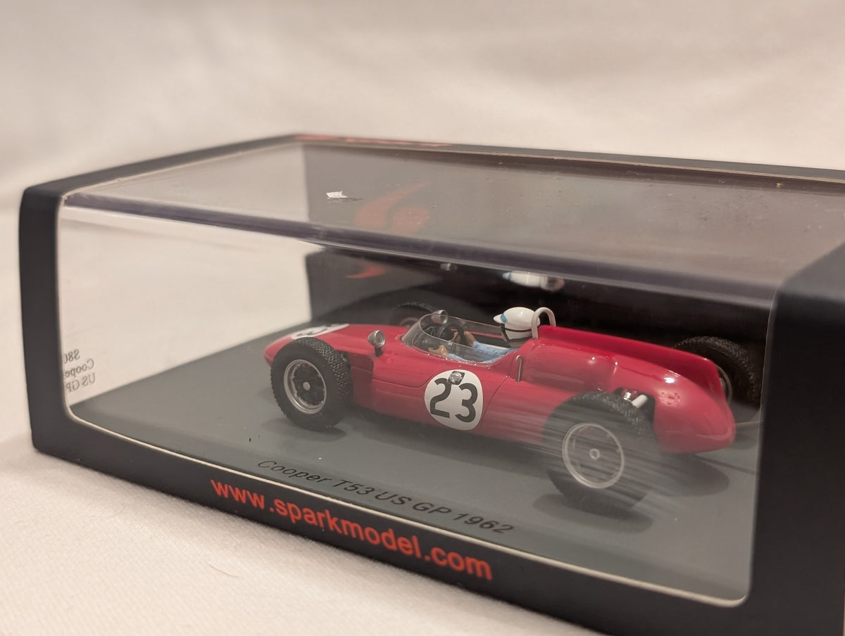 Spark 1:43 Cooper T53 US GP 1962 Tim Mayer Model Car 23 Red S8067
