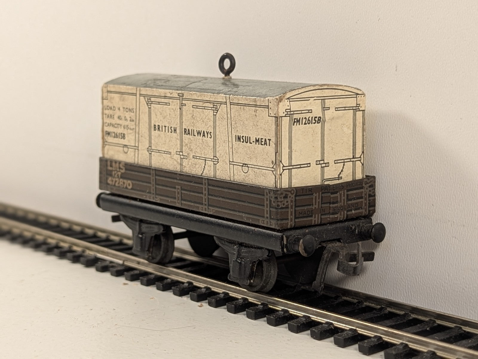 TrixTinplate 12Ton OpenGoods Wagon with WhiteMeat Container - Wrong Wagon in box