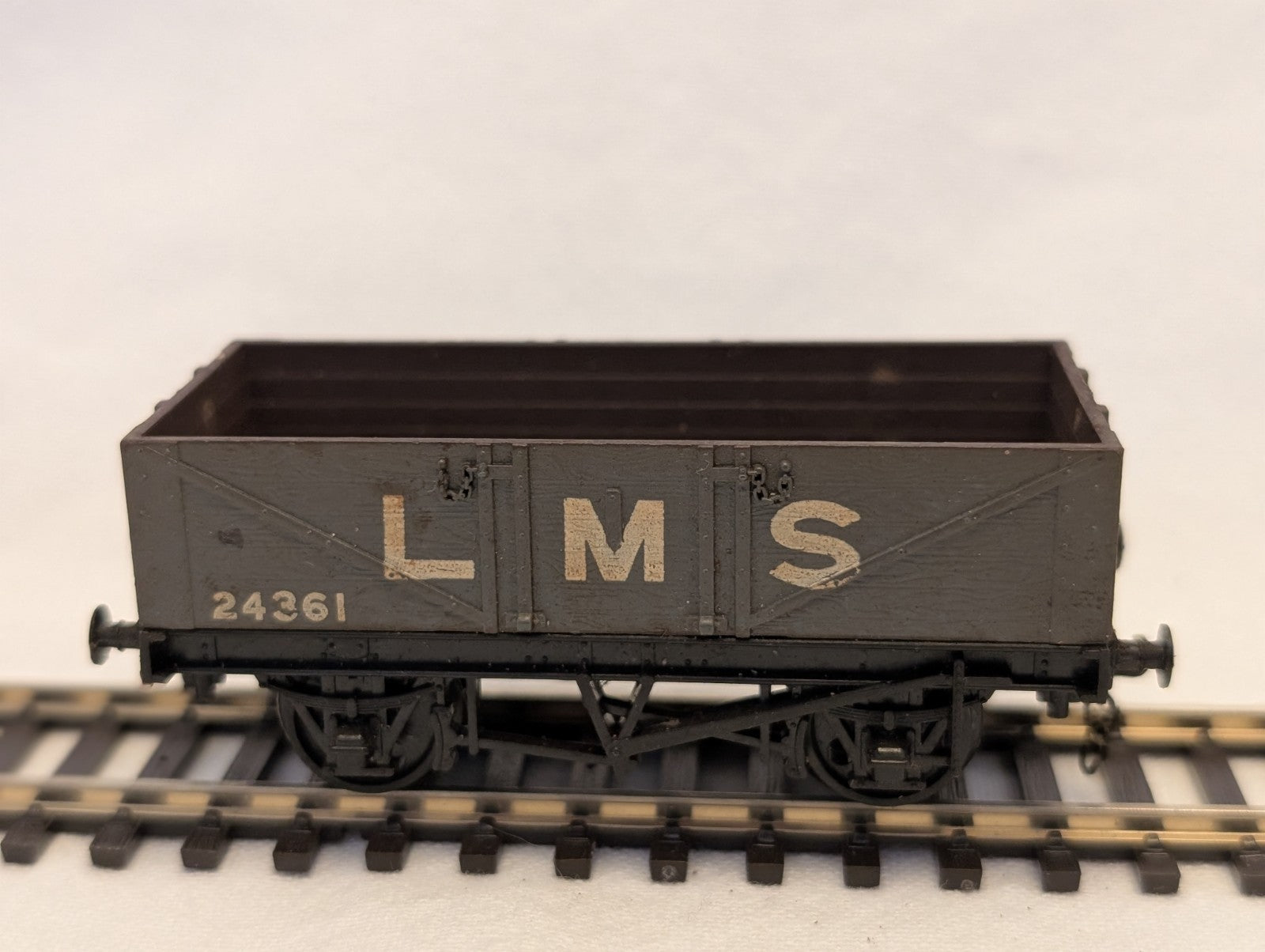 Mainline OO Gauge LMS 5 Plank Wagon Goods Wagon 24361 LMS Grey