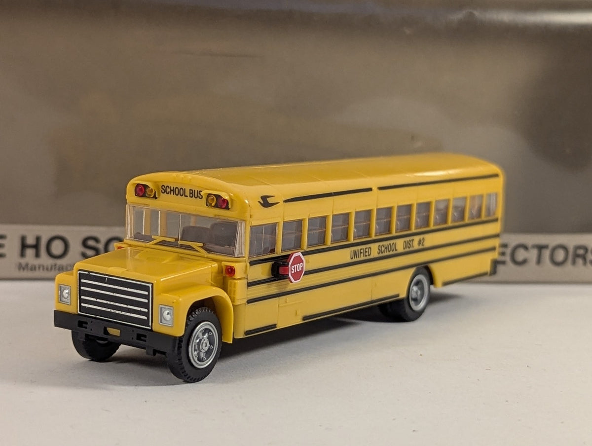 Con-Cor HO Scale Bluebird International School Bus 2 Unified School District #2