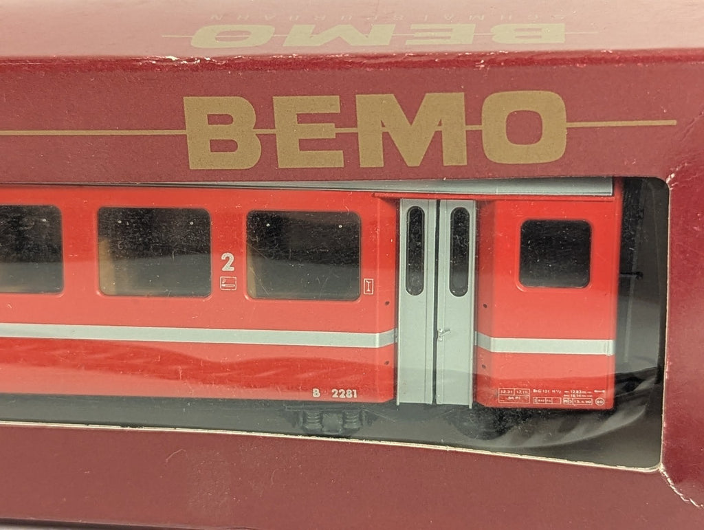 Bemo H0m BVZ EW I Second Class Coach Passenger Coach B 2281 BVZ Red & Silver