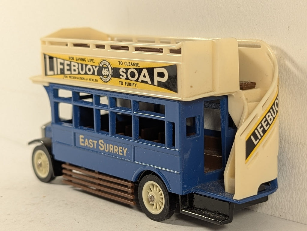 Matchbox 1922 AEC Omnibus Die-cast Model Vehicle East Surrey - Lifebuoy Soap