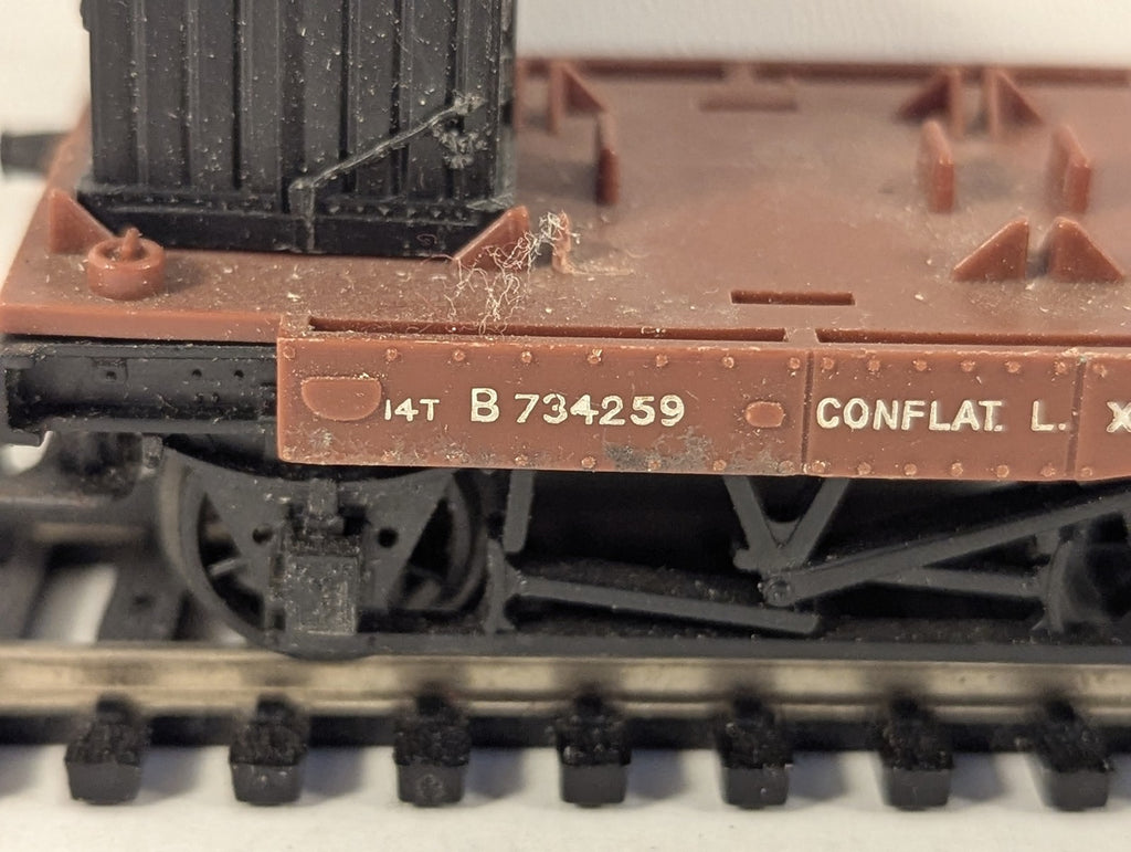 Hornby OO Gauge BR Conflat L Wagon with Container Goods Wagon B734259 BR Bauxite