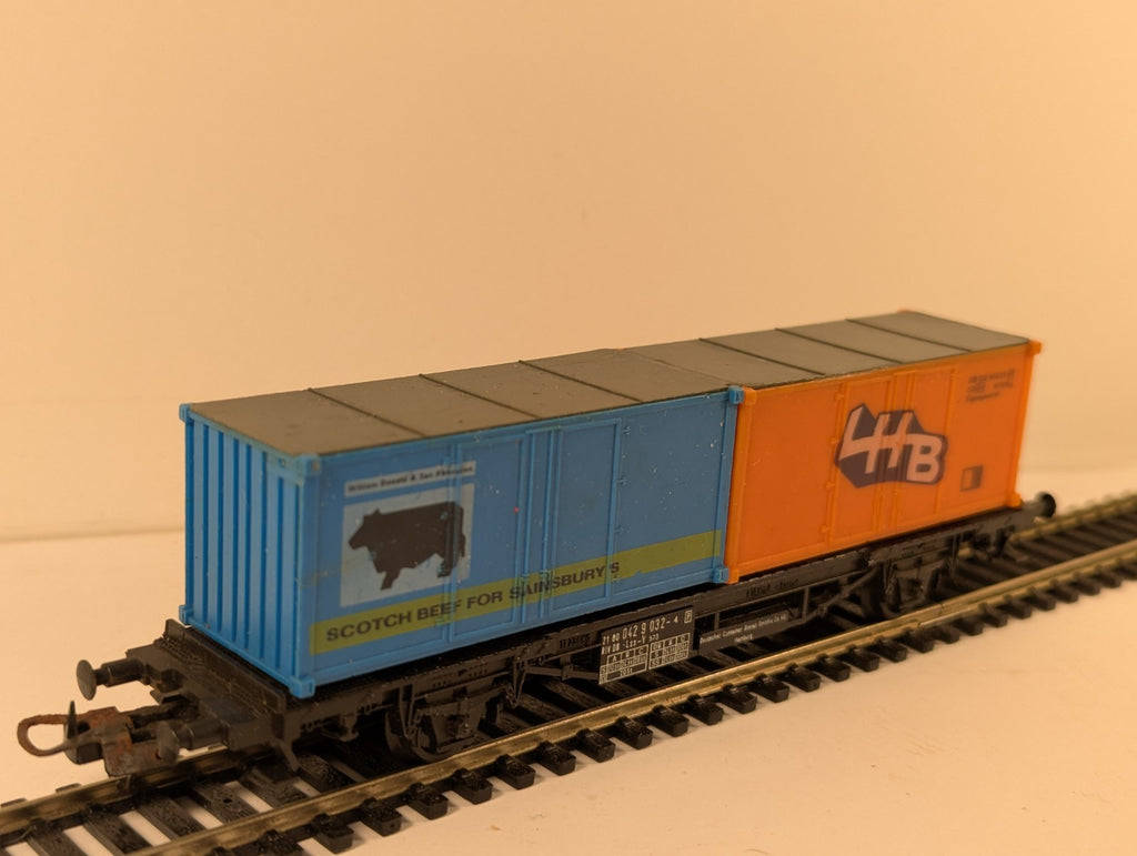 Lima 2852 HO Gauge 4-Wheel Container Flat Wagon
