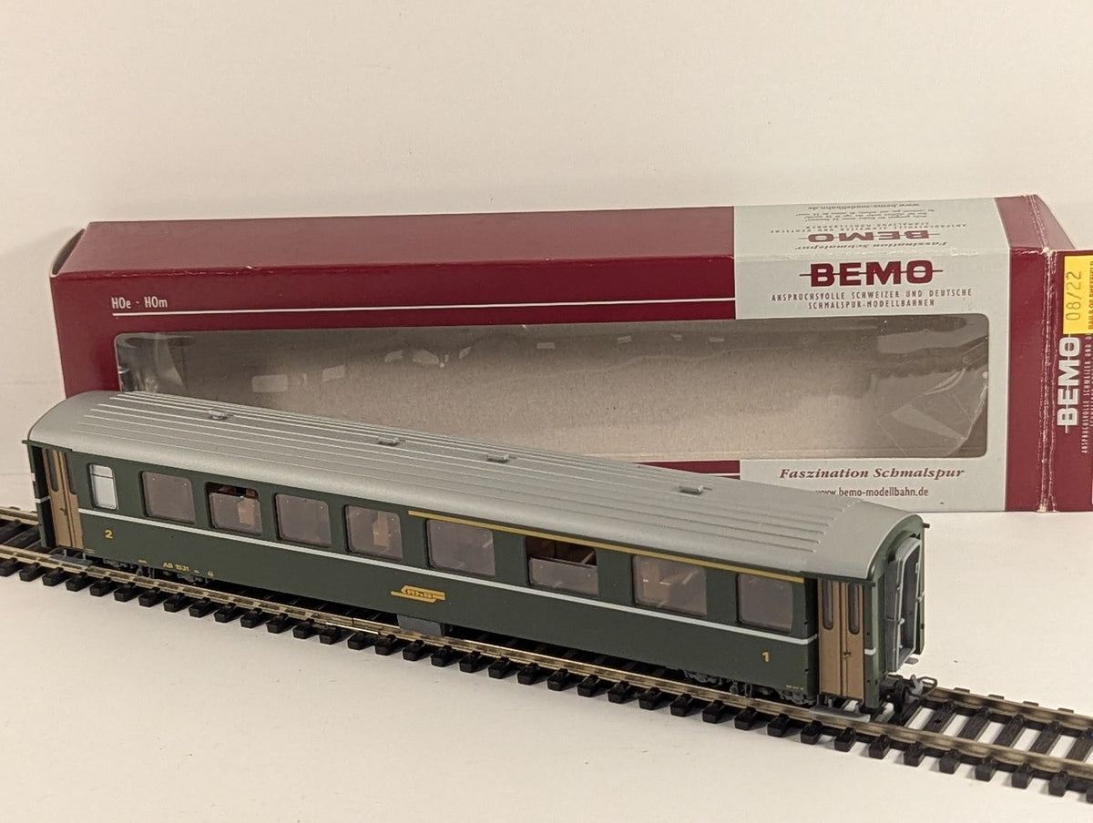 Bemo H0m Rhätische Bahn (RhB) 1st/2nd Class Coach Passenger Coach AB 1531