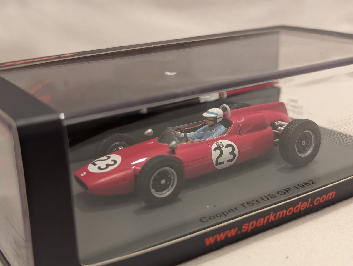 Spark 1:43 Cooper T53 US GP 1962 Tim Mayer Model Car 23 Red S8067