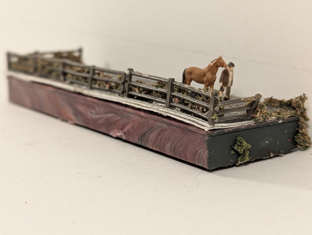 Scratchbuilt N Gauge Roadside Diorama with Horse and Groom Scenic Accessory
