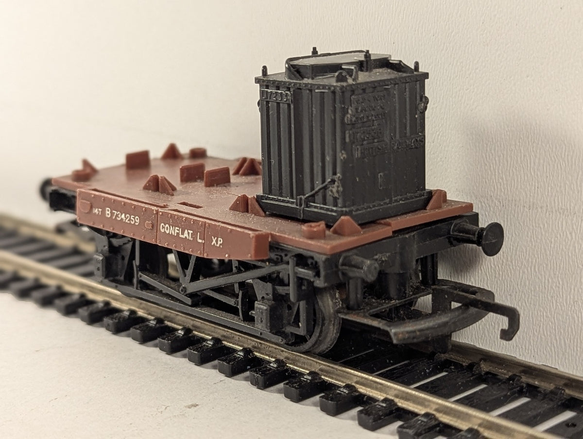 Hornby OO Gauge BR Conflat L Wagon with Container Goods Wagon B734259 BR Bauxite