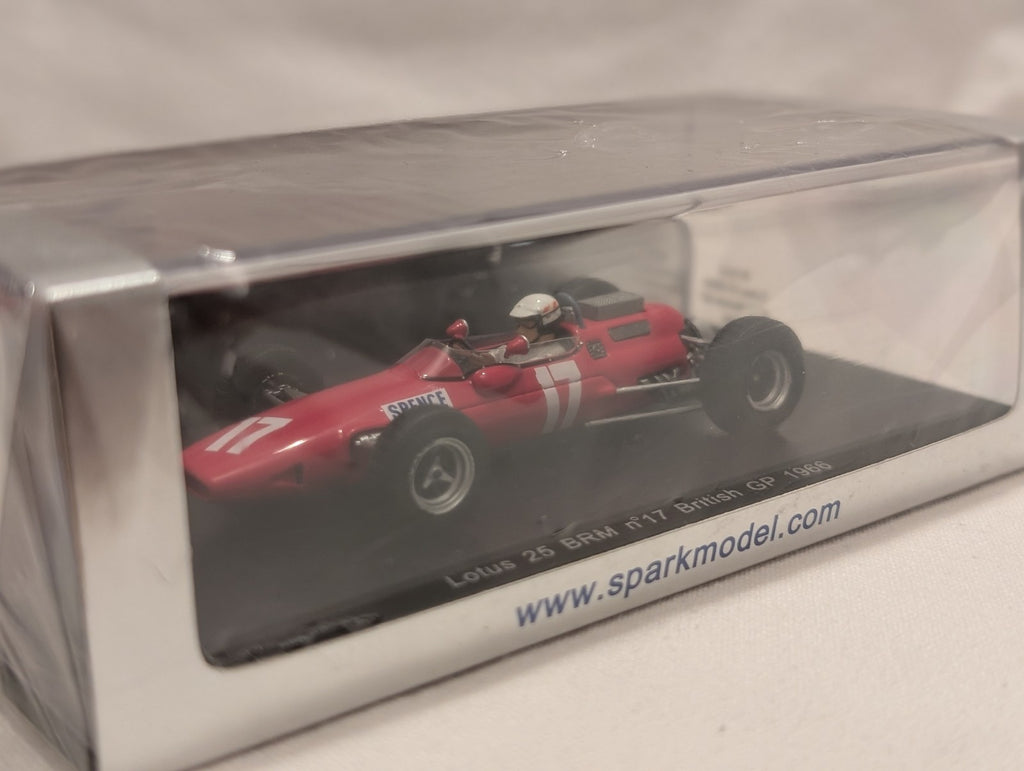 Spark 1:43 Lotus 25 BRM No.17 British GP 1966 Mike Spence Die-cast Car Red S1853