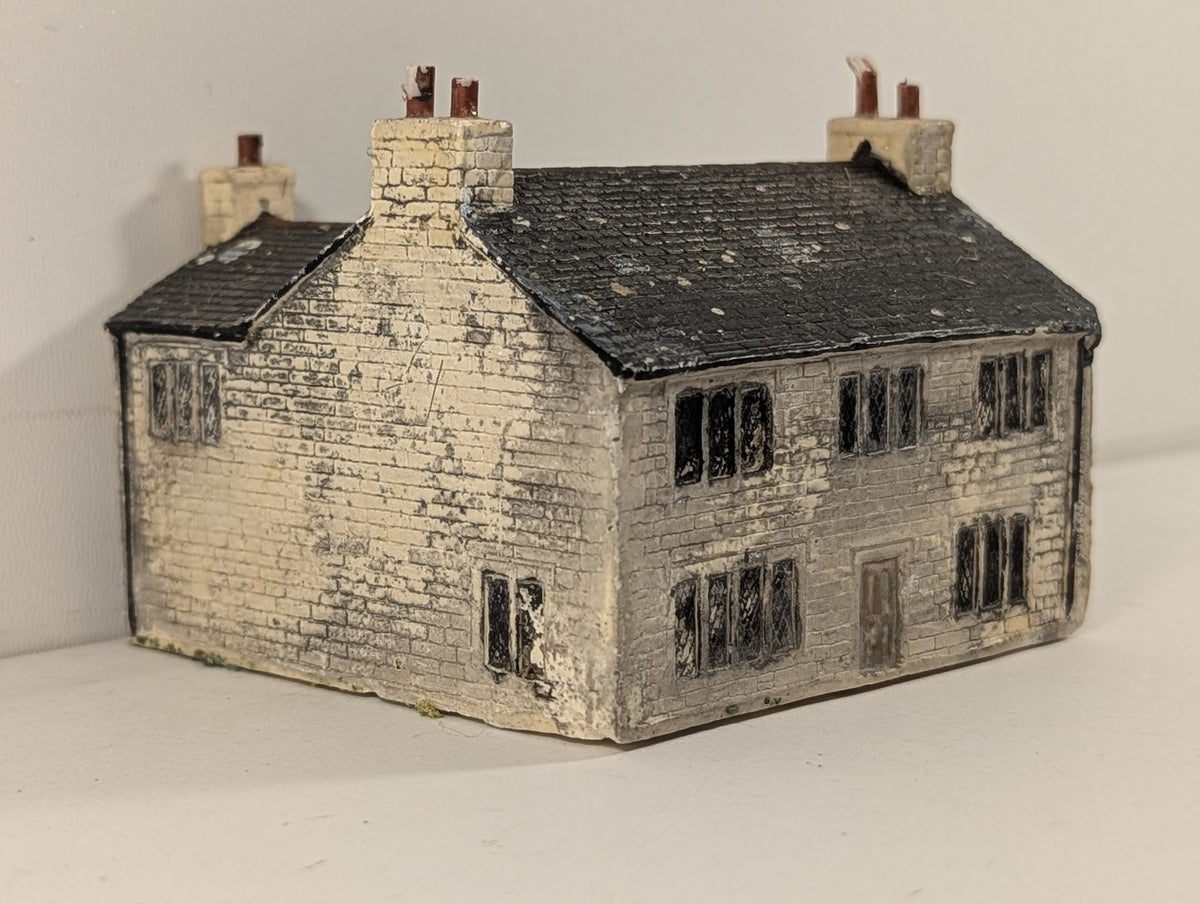N Gauge Two Storey Weathered Stone Cottage Model Building