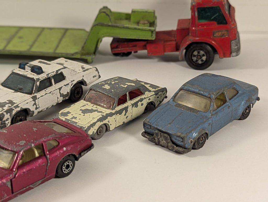 Matchbox Job Lot of Vintage Matchbox Die-Cast Cars and Low Loader Truck