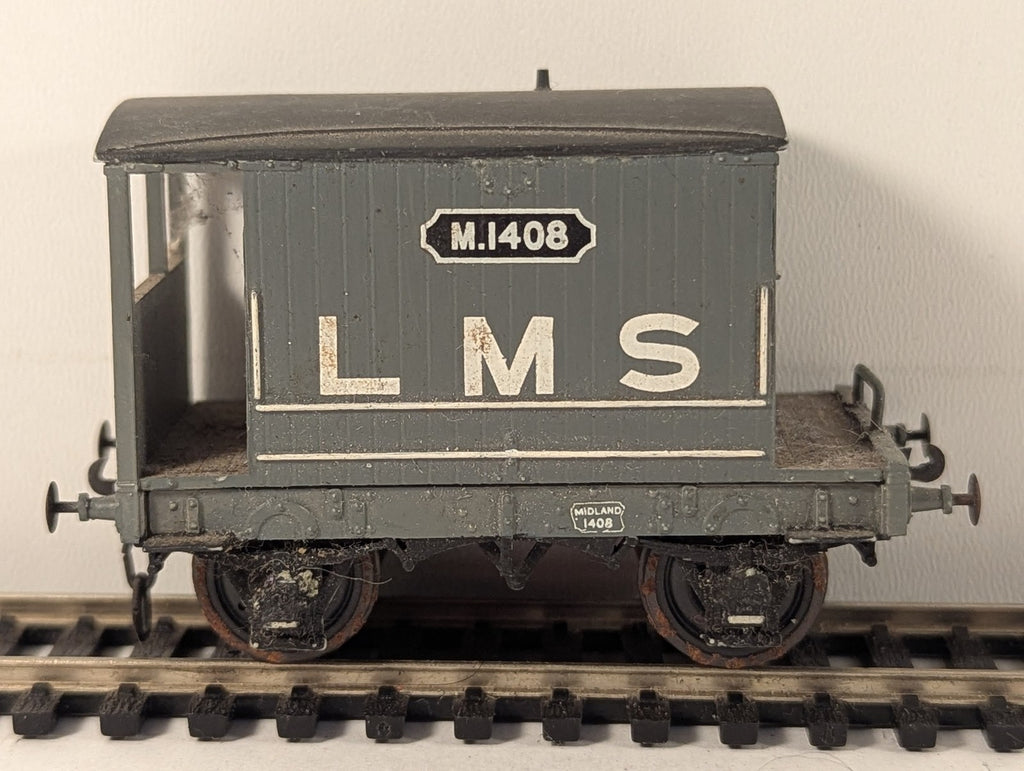 Bachmann OO Gauge Midland 10 Ton Brake Van Goods Wagon M1408 LMS Grey 38-552