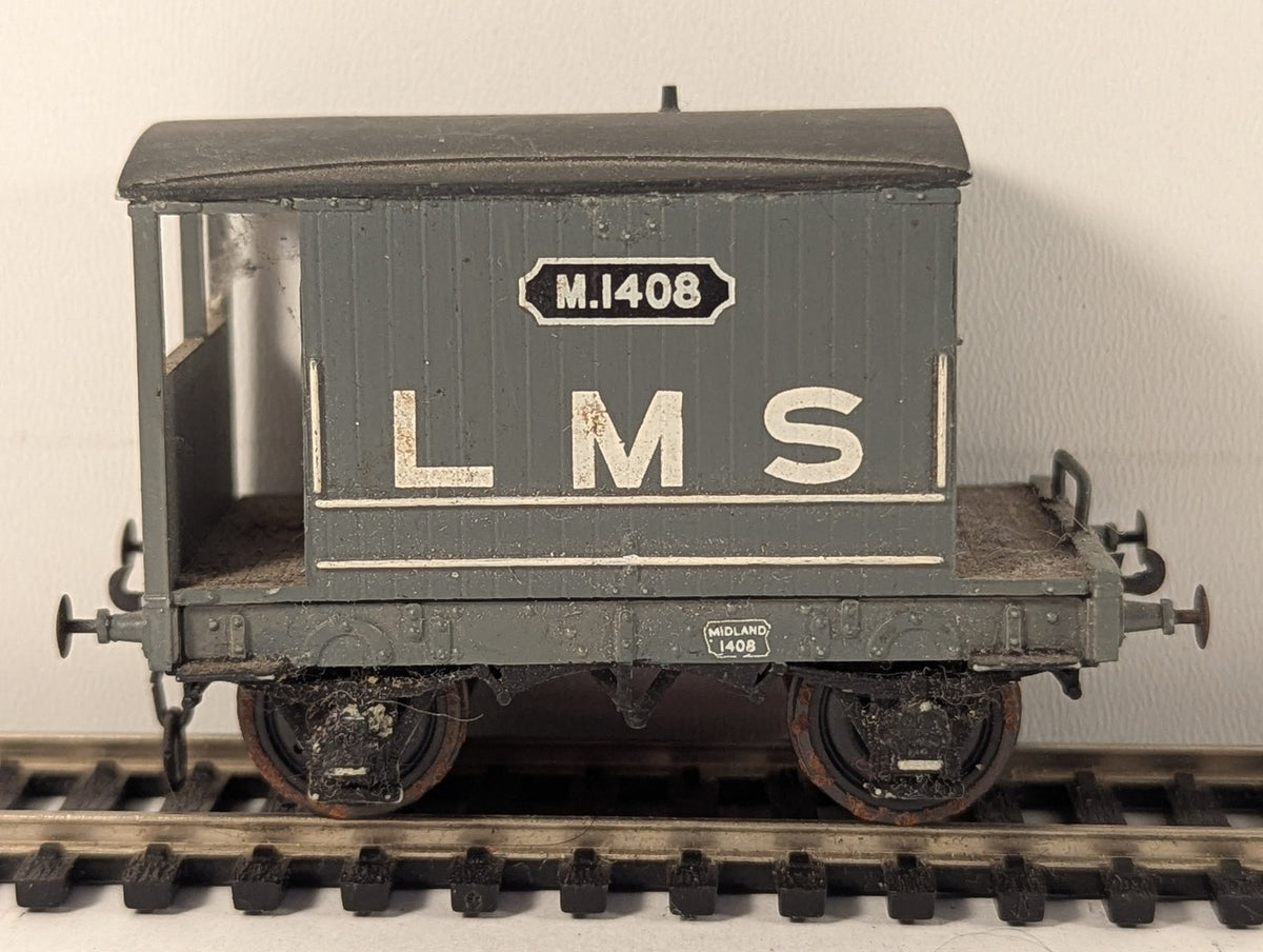 Bachmann OO Gauge Midland 10 Ton Brake Van Goods Wagon M1408 LMS Grey 38-552