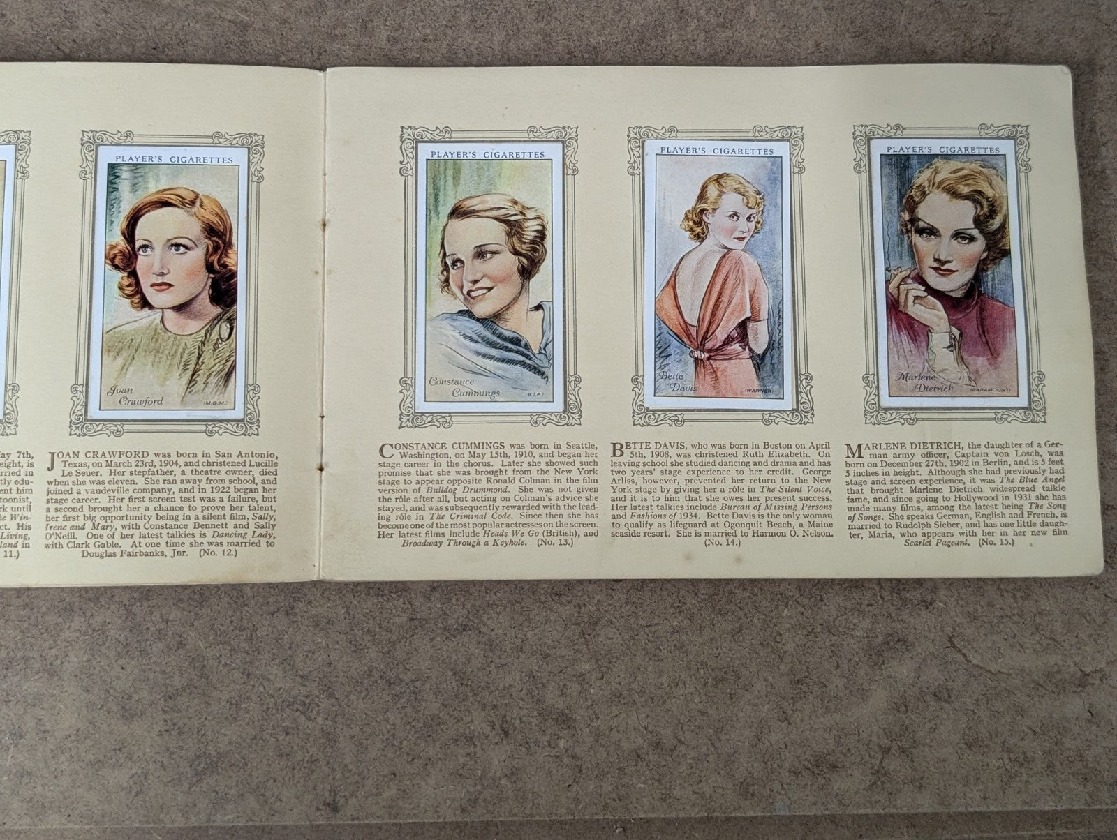 PLAYER  1934 OFFICIAL SERIES  1  CIGARETTE CARD ALBUM  & SET 50 FILMSTARS  CARDS