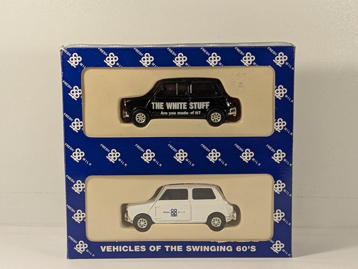 Lledo Vehicles of the Swinging 60's Co-op Fresh Milk 2 Piece Mini Cooper Set