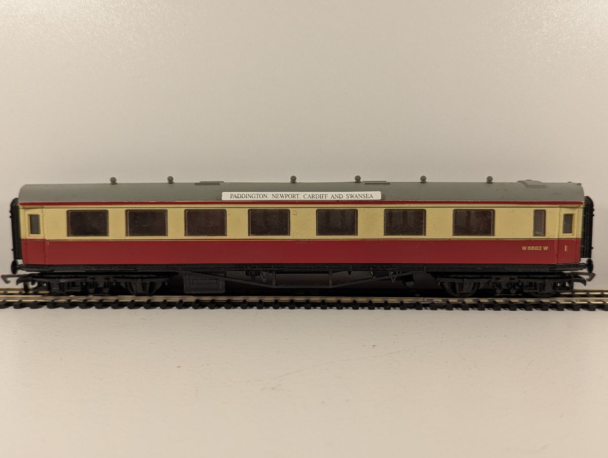 Dapol OO Gauge Maroon & Cream Composite Coach Paddington–Cardiff–Swansea boards.