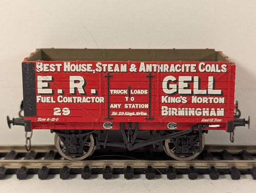 Bachmann OO Gauge 7 Plank Wagon 'E.R. Gell' Goods Wagon 29 E.R. Gell Red 37-078