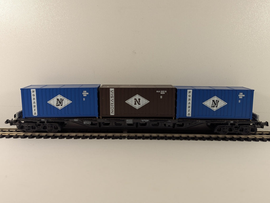 HO Gauge DB Container Flat Wagon with Norasia Containers