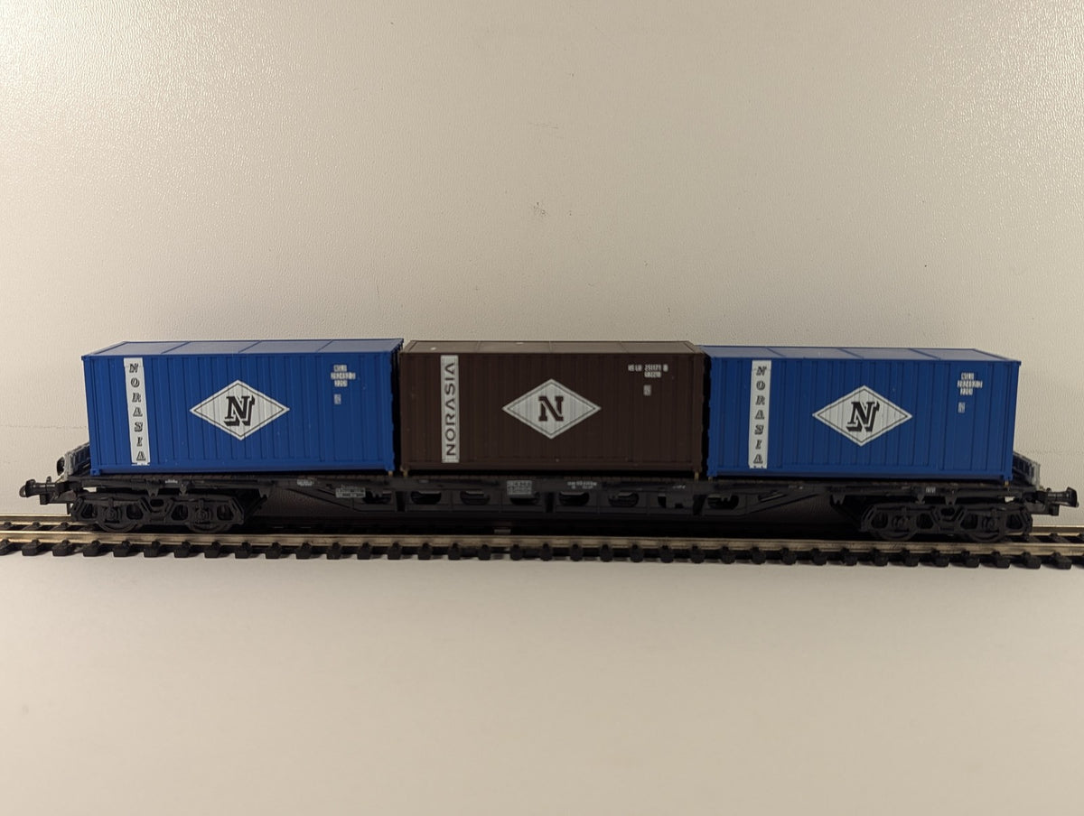 HO Gauge DB Container Flat Wagon with Norasia Containers