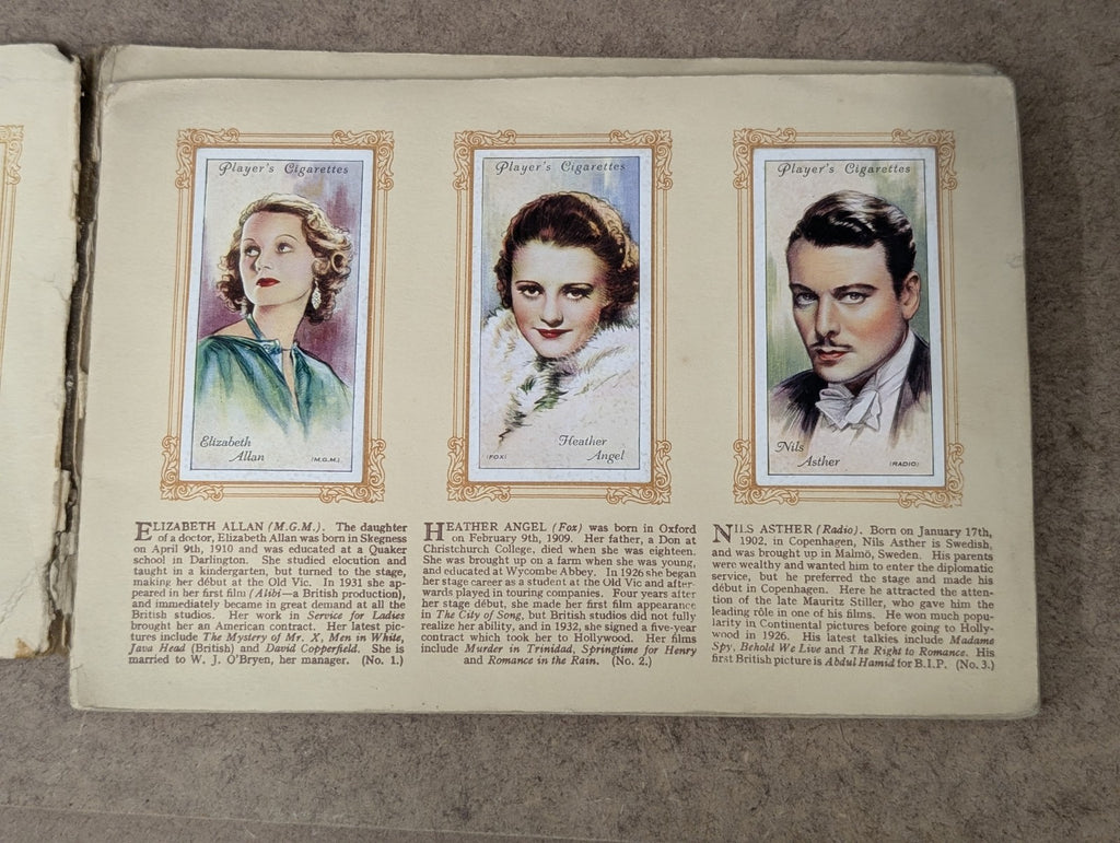 Album Of Film Stars Second Series John Player & Sons Cigarette Cards Full Set