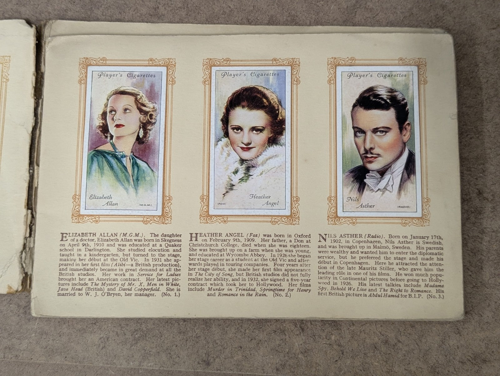 Album Of Film Stars Second Series John Player & Sons Cigarette Cards Full Set
