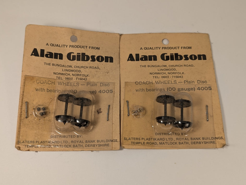 Alan Gibson OO Gauge Coach Wheels - Plain Disc with Bearings 4005