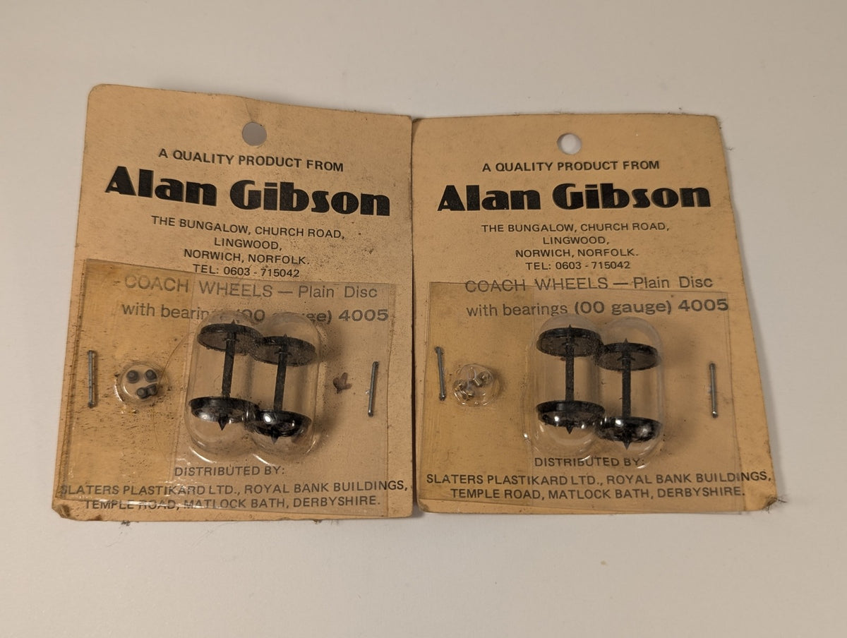 Alan Gibson OO Gauge Coach Wheels - Plain Disc with Bearings 4005