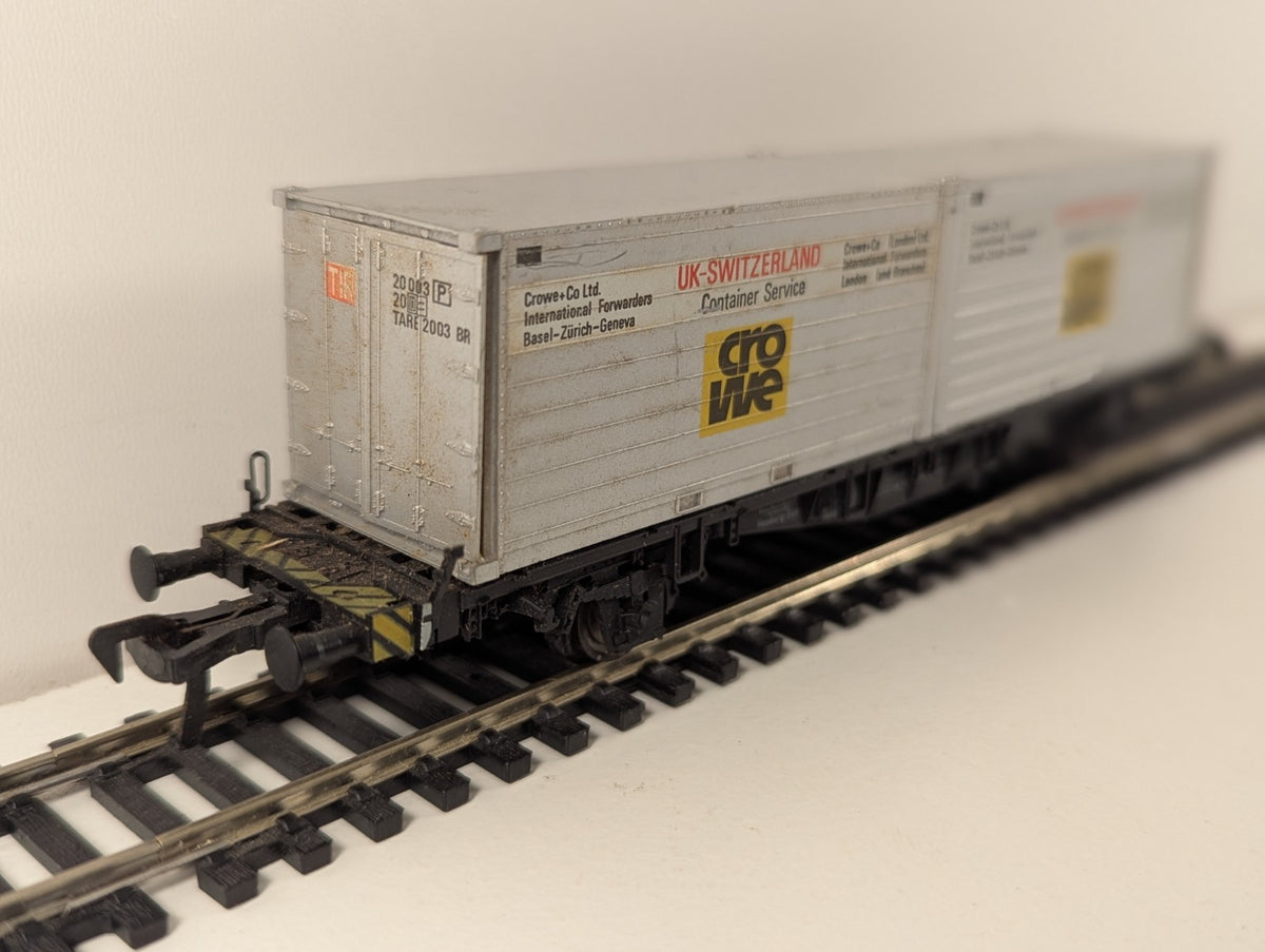 Fleischmann 5235 HO Flat Wagon With Crowe & Co Containers