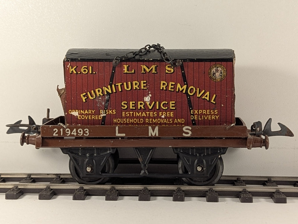 Hornby O Gauge Flat Truck with Container Goods Wagon 219493 LMS 42150