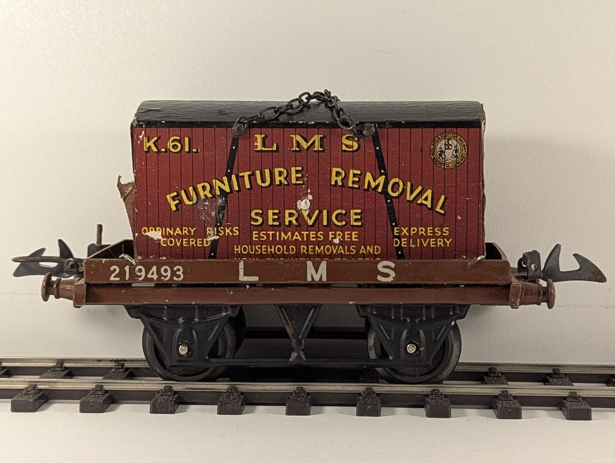 Hornby O Gauge Flat Truck with Container Goods Wagon 219493 LMS 42150