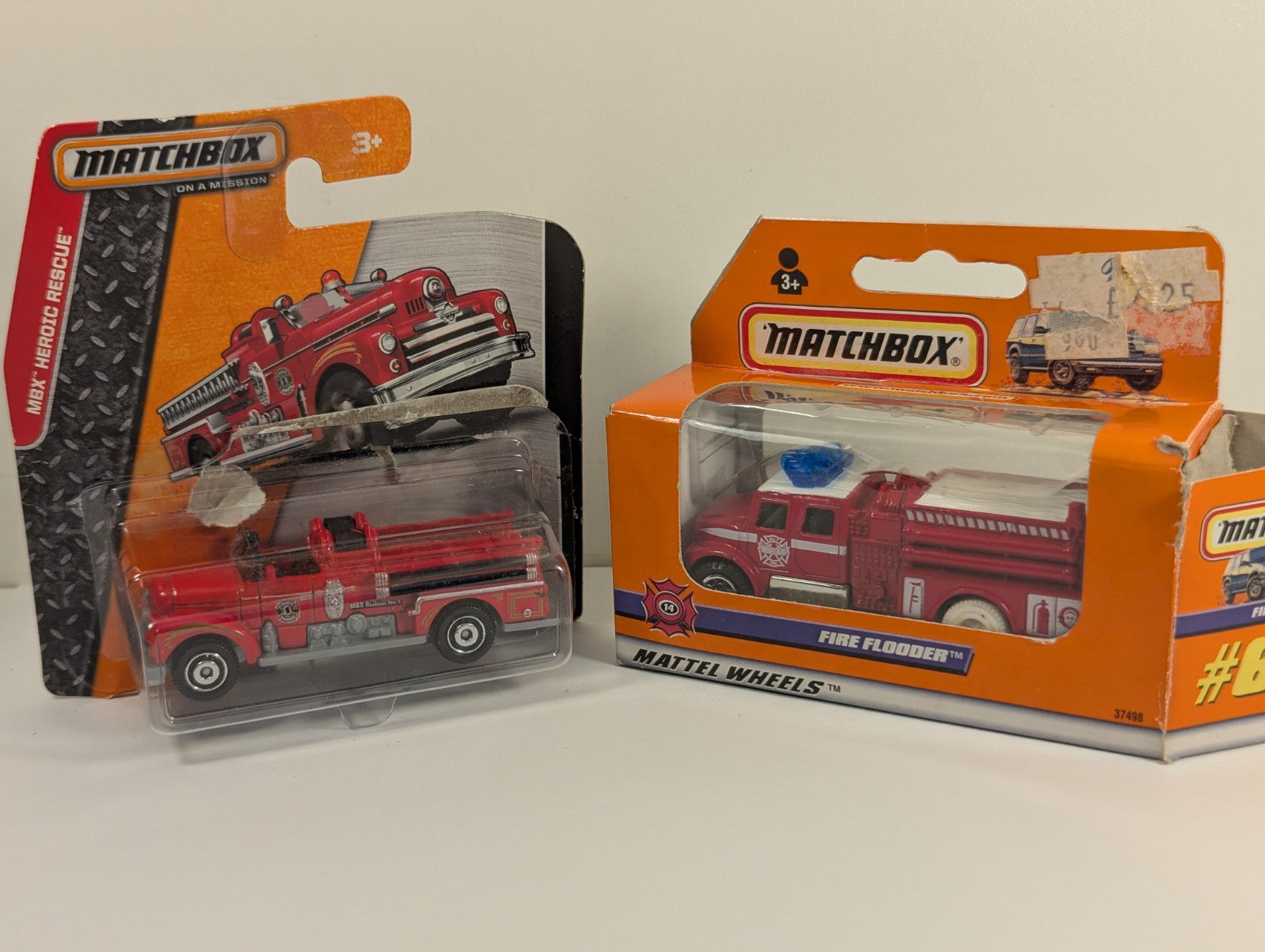 Matchbox Diecast Fire Flooder and MBX Station No 1 Fire Engine Pair
