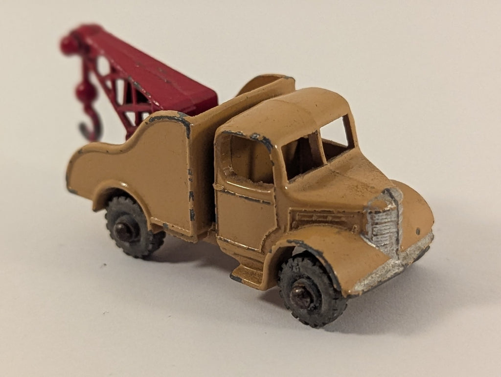 Lesney Matchbox No. 13a Bedford Wreck Truck Tan Red Crane