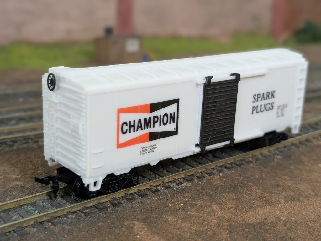 HO Scale Model Power, 40' Box Car, Champion Spark Plugs, White